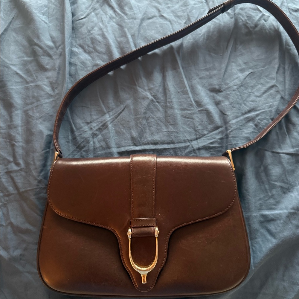 Vintage Gucci Chocolate Leather Shoulder Bag - Picture 2 of 7